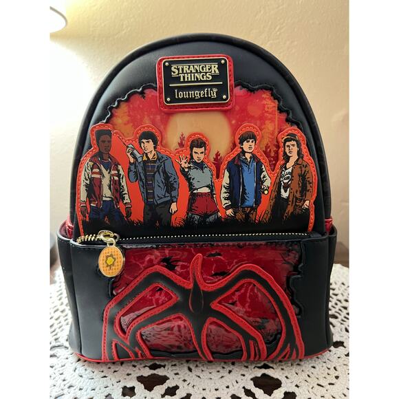 Loungefly Stranger Things Group Portrait Light Up Mini Backpack - Picture 1 of 8